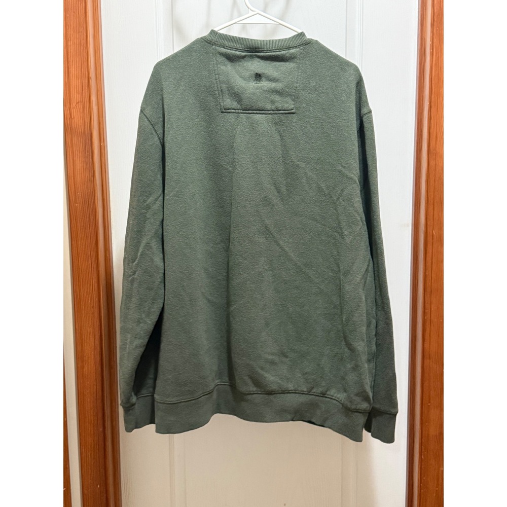 GH Bass &‎ Co Mens XXL Olive Green Crewneck Fleece Sweatshirt Workwear Pullover - Picture 3 of 3